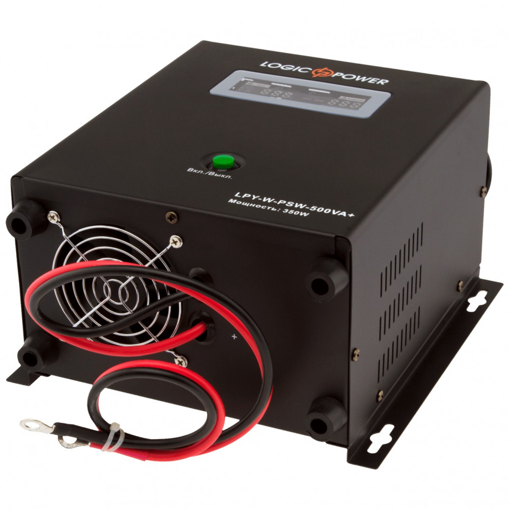 ДБЖ LogicPower LPY-W-PSW-500VA+ (350Вт)5A/10A, Lin.int., AVR, 1 x евро, LCD, метал, з правильною синусоїдою 12V, настінний