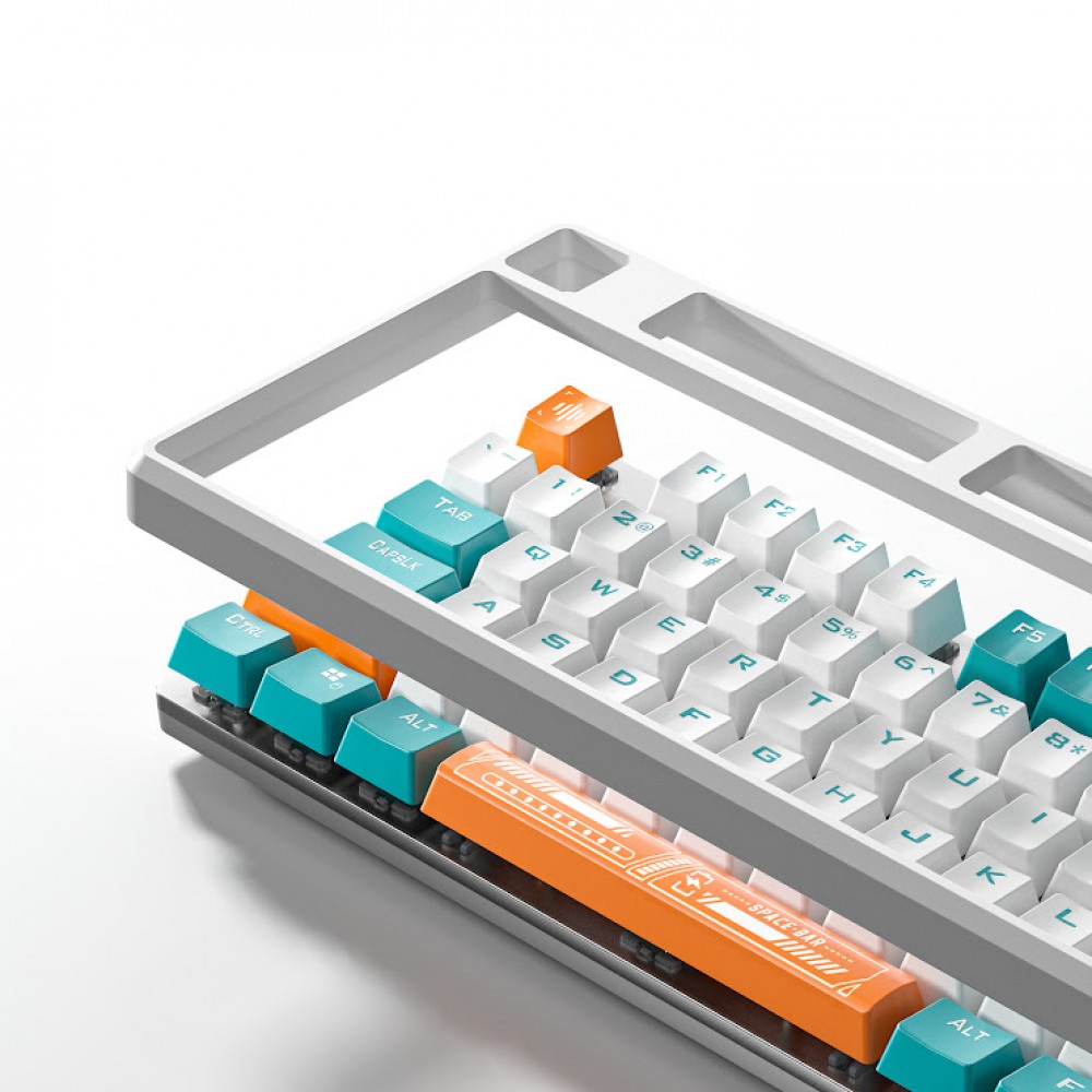 Клавиатура Aula Mechanical F2088 PRO White/Blue, plus 9 Orange keys KRGD blue (6948391234908)