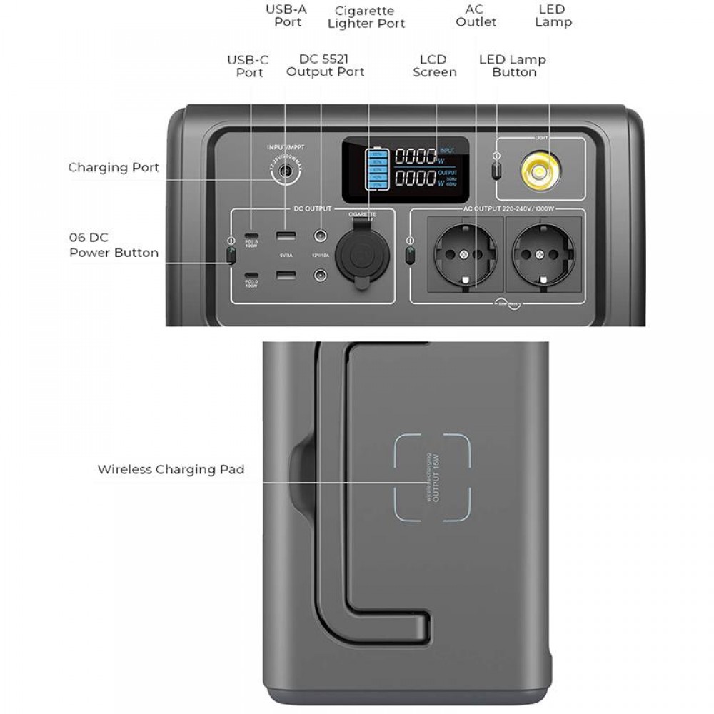 Зарядна станція Bluetti PowerOak EB70 1000W 716Wh (PB930692)