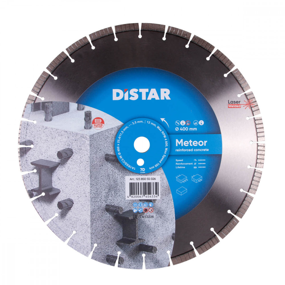 Круг алмазный отрезной 1A1RSS/C3-W 400x3,5/2,5x25,4-11,5-28-ARPS 40x3,5x10+2 R195 Meteor DISTAR