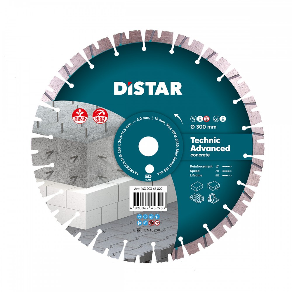 Круг алмазный отрезной 1A1RSS/C3 300x3,0/2,0x15x25,4-(11,5)-22-HIT Technic Advanced DISTAR