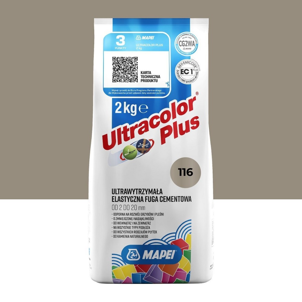 Цементная затирка MAPEI Ultracolor Plus 116 (серый шалфей) 2 кг (6011602A)