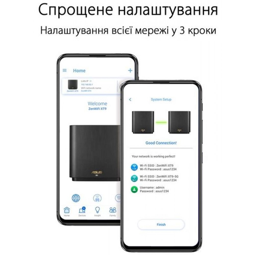 Wi-Fi Mesh система Asus ZenWiFi XT9 White 2pk (90IG0740-MO3B40)