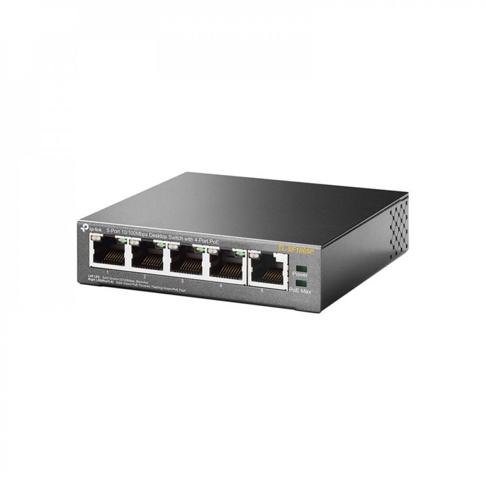 Комутатор TP-Link TL-SF1005P (1хFE, 4xFe PoE, max 53W)