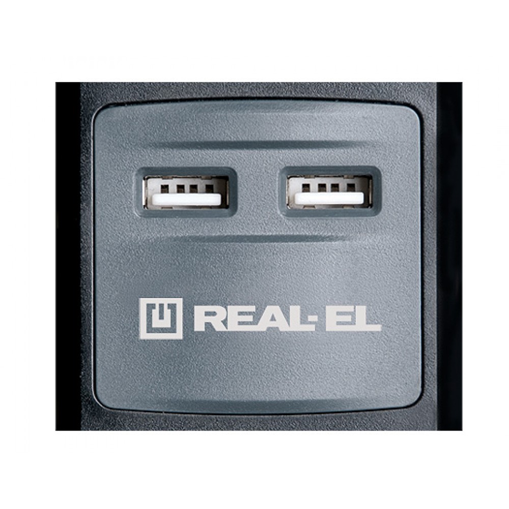 Фільтр живлення REAL-EL RS-3 USB CHARGE 1.8m Black