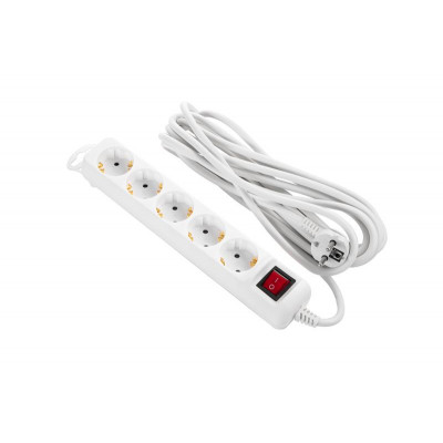 Фільтр живлення 2Е (2E-U05ES15M5) 5хSchuko, 5 м, білий
