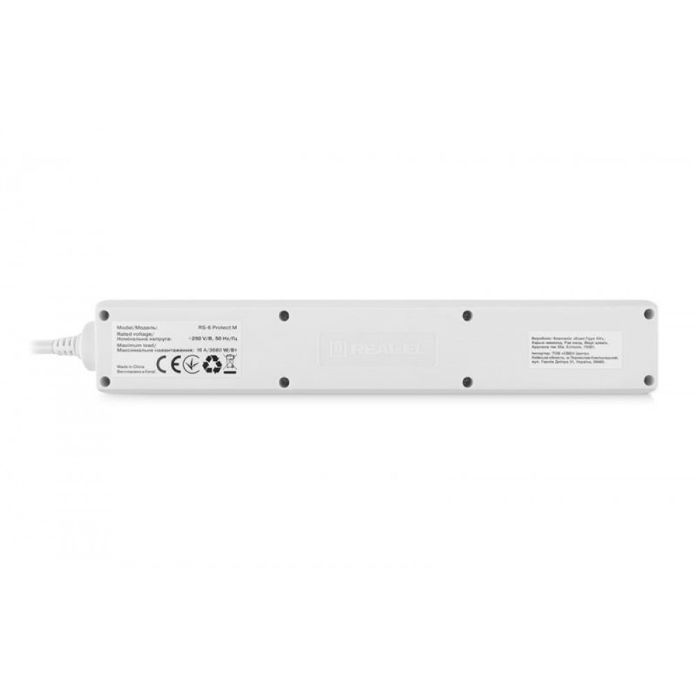 Фильтр питания REAL-EL RS-6 Protect M 3м White (EL122300033)