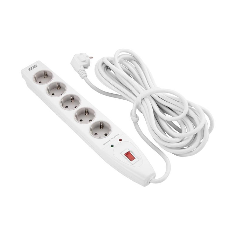 Сетевой фильтр 2E 5хSchuko, 10 м (2E-SP515M10WH)