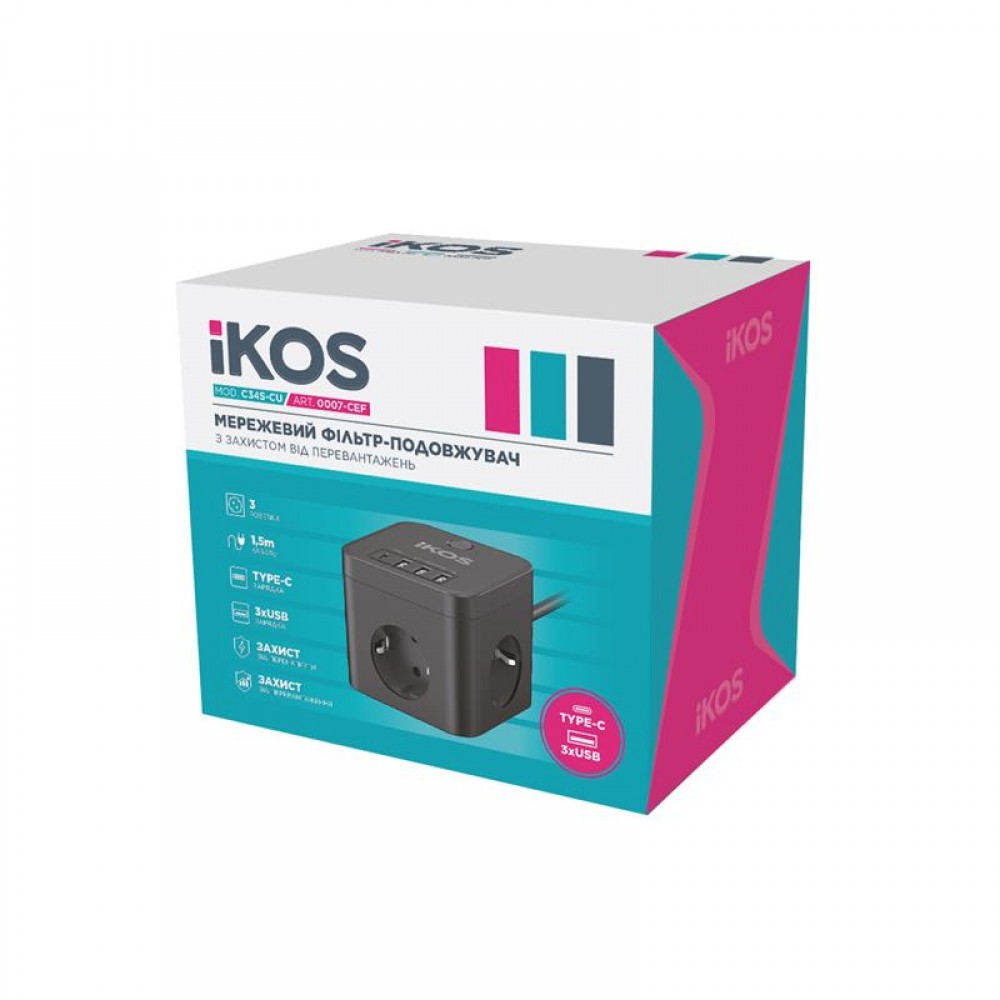 Фильтр-удлинитель IKOS C34S-CU Black (0007-CEF)