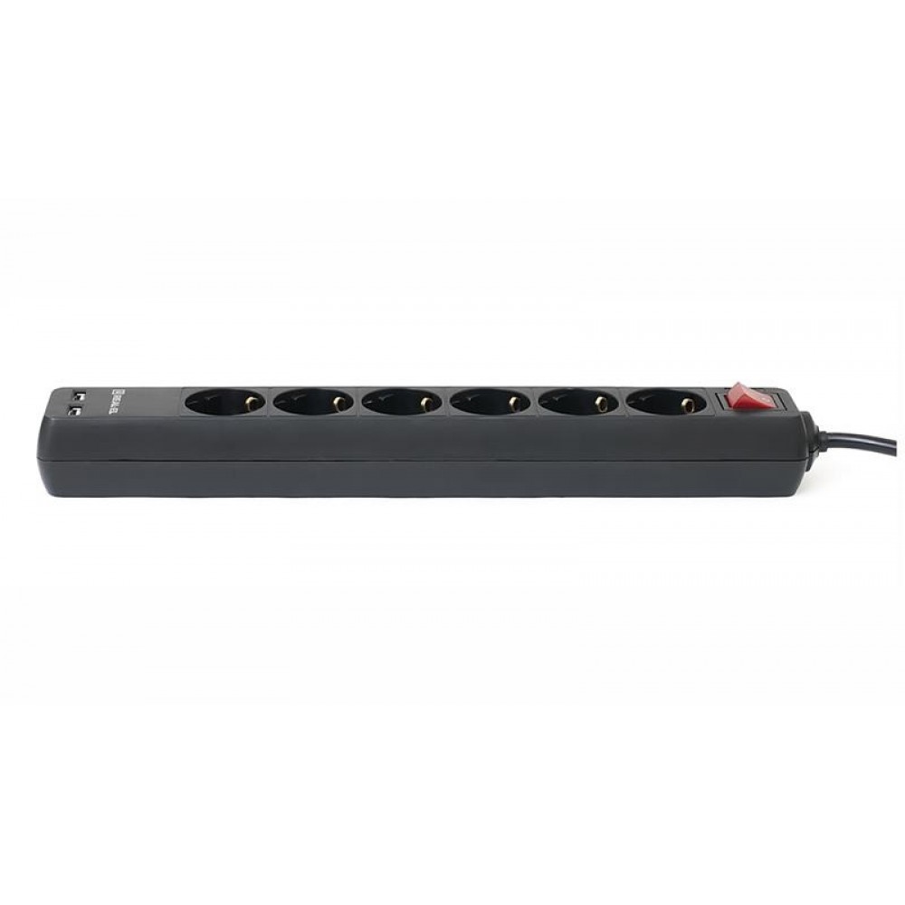 Фильтр питания REAL-EL RS-6 Protect USB 3m Black