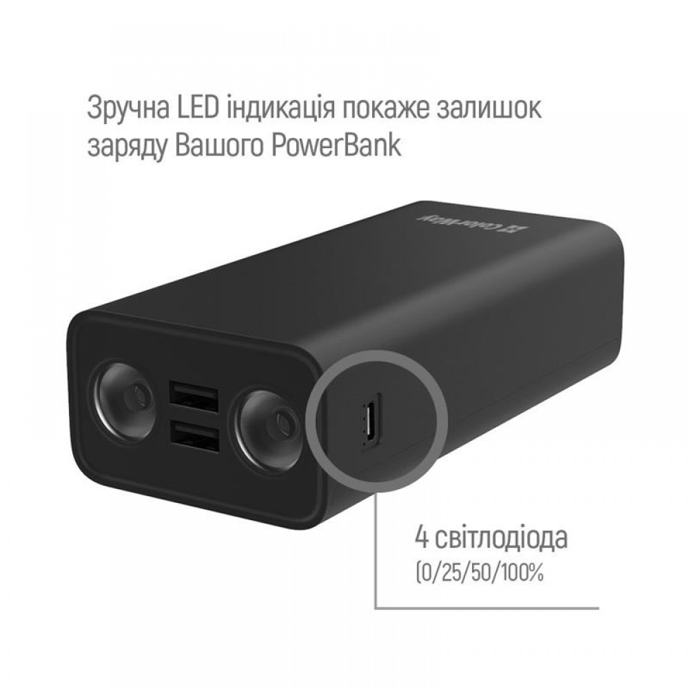 Power Bank ColorWay Lamp 30000mAh Black (CW-PB300LPB3BK-F)