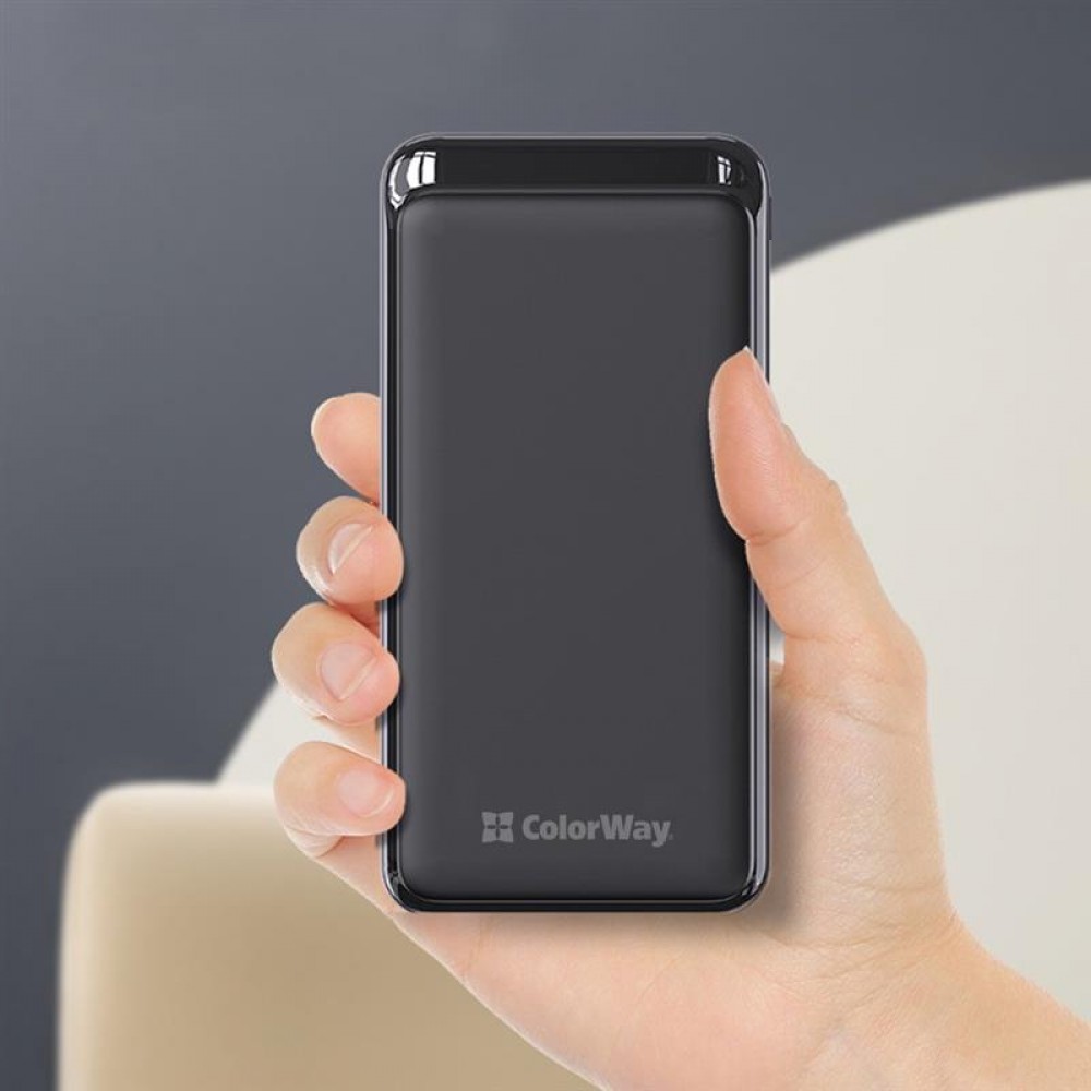 Универсальная мобильная батарея ColorWay Slim 20000mAh Black (CW-PB200LPG3BK-PD)