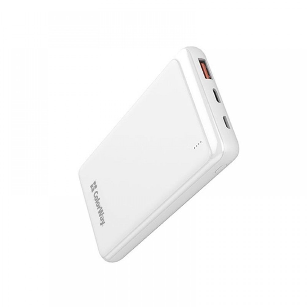 Универсальная мобильная батарея ColorWay Slim PD 10000mAh White (CW-PB100LPG3WT-PD)