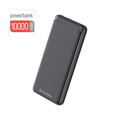 Power Bank ColorWay Slim PD 10000mAh Black (CW-PB100LPG3BK-PD)