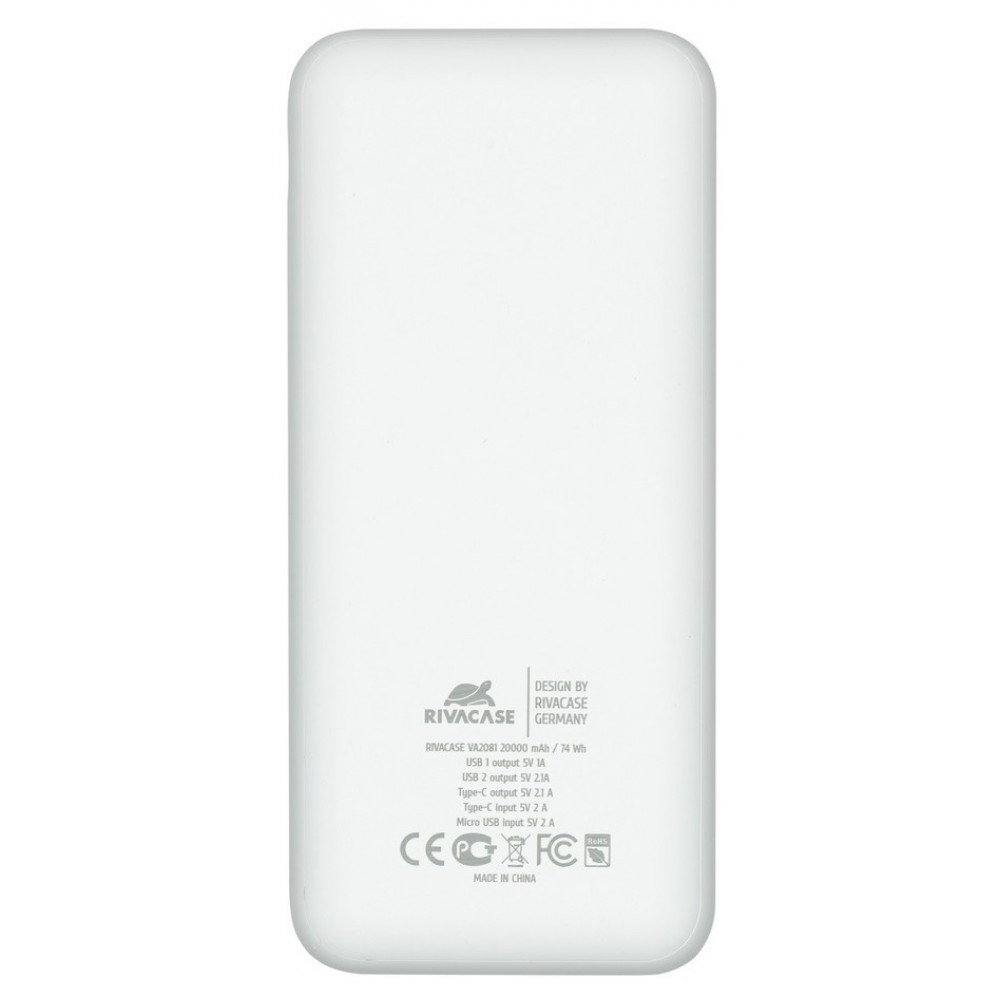 Универсальная мобильная батарея Rivacase VA2081 20000 mAh White (PB931071)