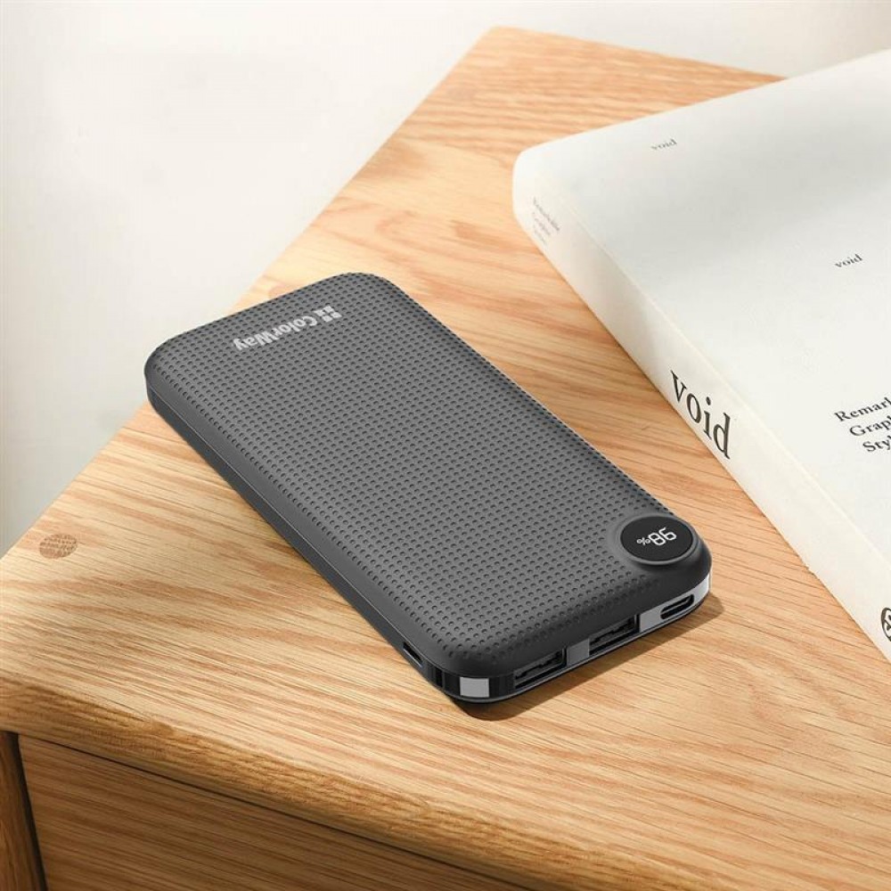 Power Bank ColorWay Slim, LCD 10000mAh Black (CW-PB100LPH2BK-D)