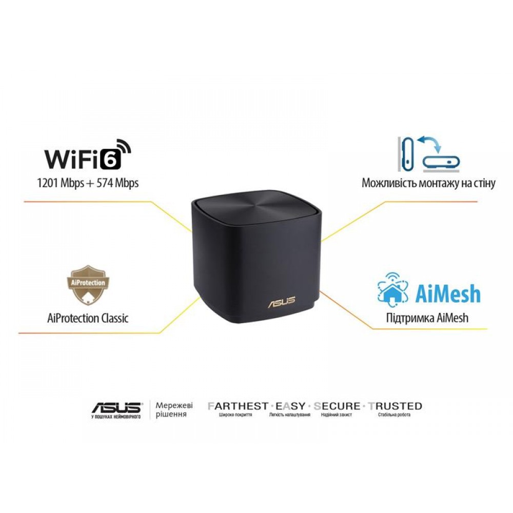 Wi-Fi Mesh система Asus ZenWiFi XD4 Plus 2pk Black (90IG07M0-MO3C30)