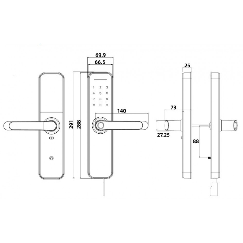 Умный биометрический дверной замок SEVEN LOCK SL-7766B black (без врезной части)