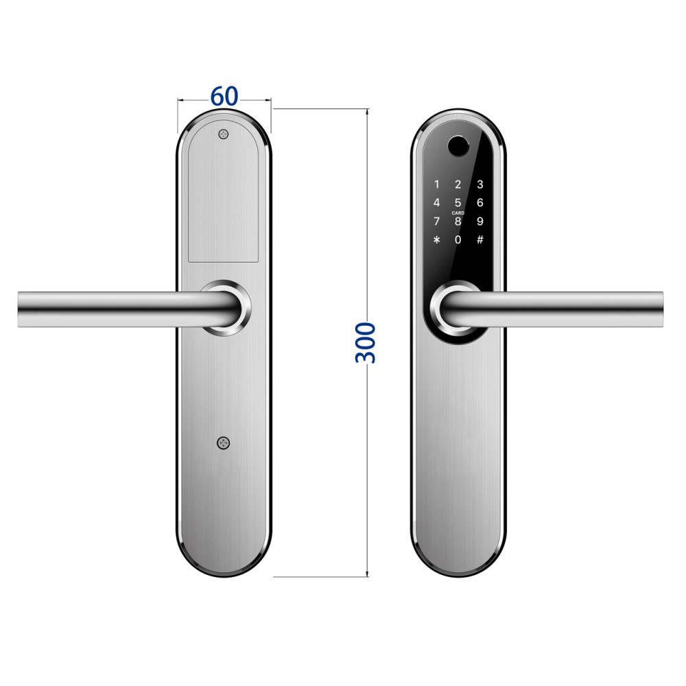 Умный дверной биометрический замок SEVEN LOCK SL-7768BF silver (врезная часть 6068R)