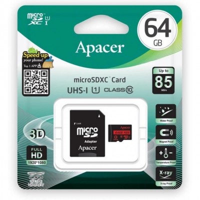 Карта пам'яті microSDXC Apacer 64 GB class 10 UHS-1