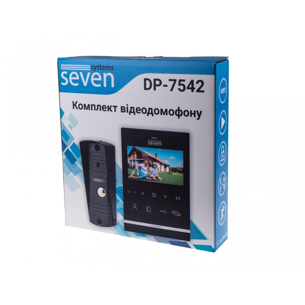 Комплект домофону 4 дюйми з панеллю виклику SEVEN DP–7542 Kit black