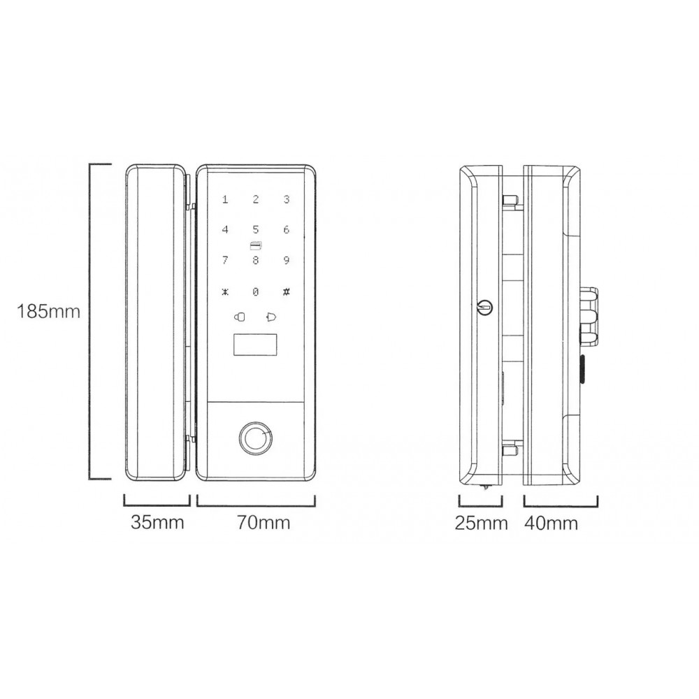 Умный биометрический замок на стеклянные двери SEVEN LOCK SL-7776BF black