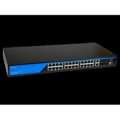 PoE коммутатор (switch) 24 порта SEVEN P-73224G-2SFP
