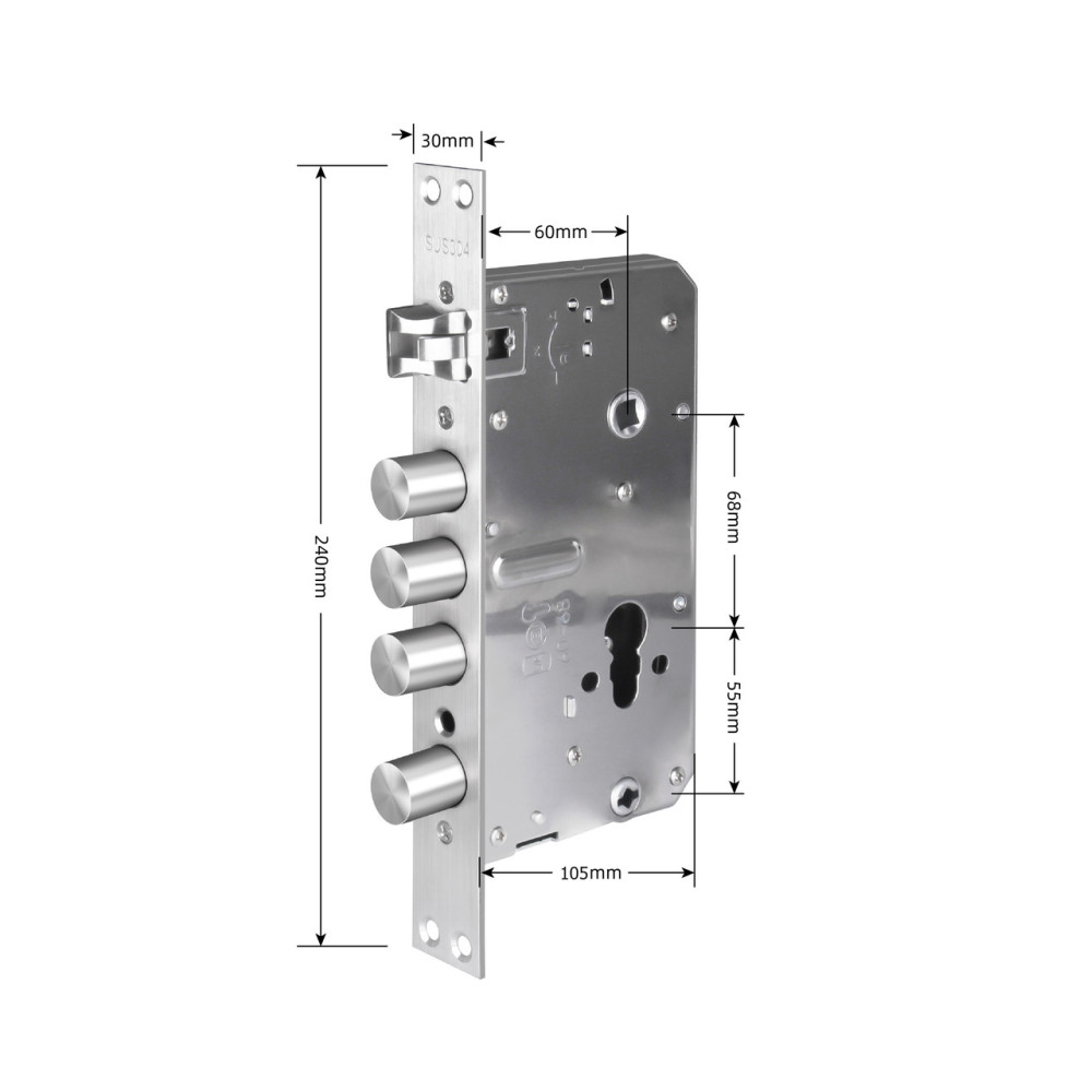 Умный дверной биометрический замок SEVEN LOCK SL-7768BF silver (врезная часть 6068R)