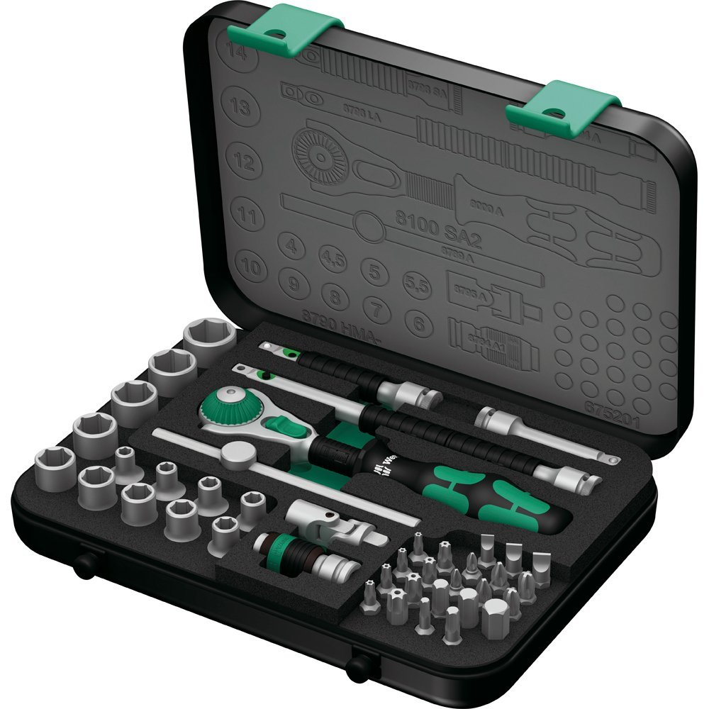 Набор с трещоткой Wera 8100 SA 2 Zyklop Metric Ratchet Set (05003533001)