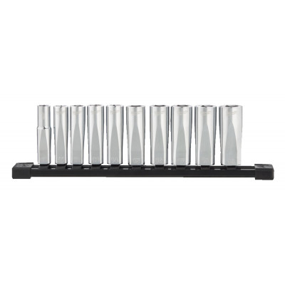 Набір метричних головок Milwaukee 3/8″, 10 шт. на рейці (10-19 мм) (4932492509)