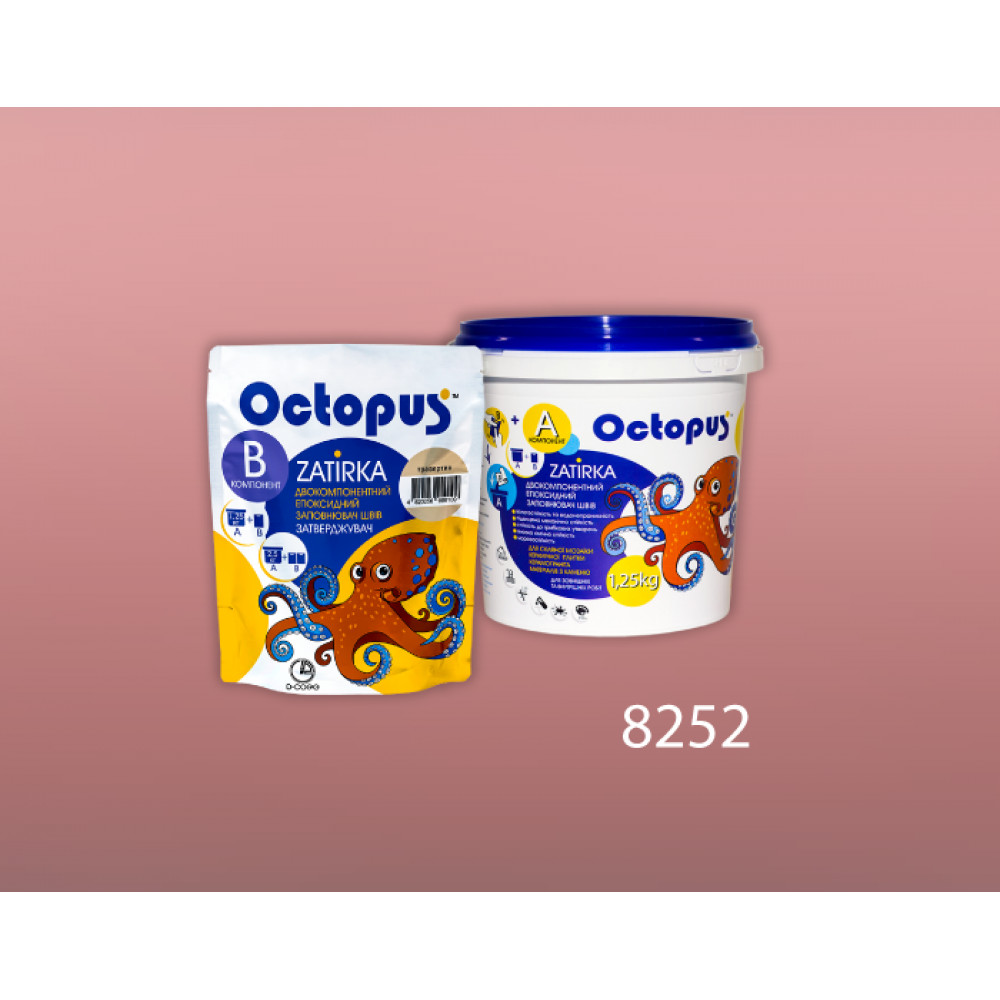 Двокомпонентна епоксидна фуга Octopus Zatirka колір рожево-кораловий 8252 1,25 кг (8252-1)