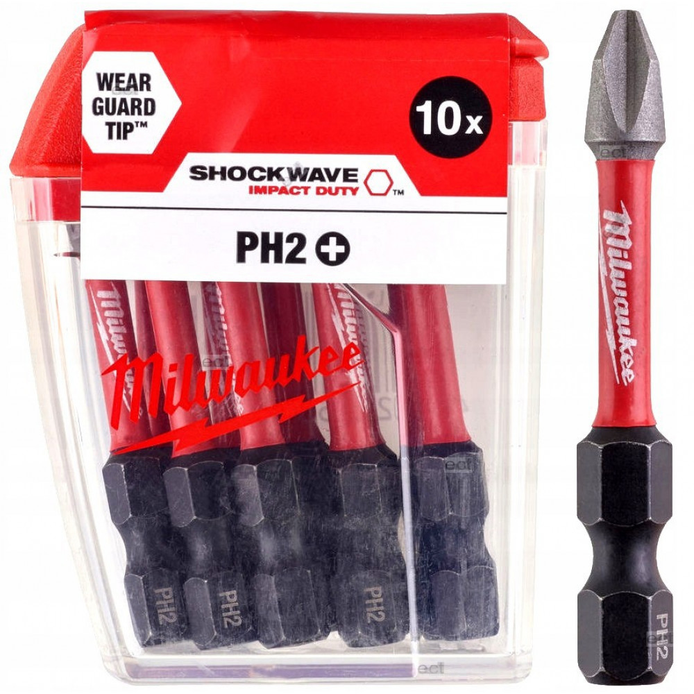 Бита Milwaukee PH2 SHOCKWAVE 50 мм, 10 шт. (4932430855)