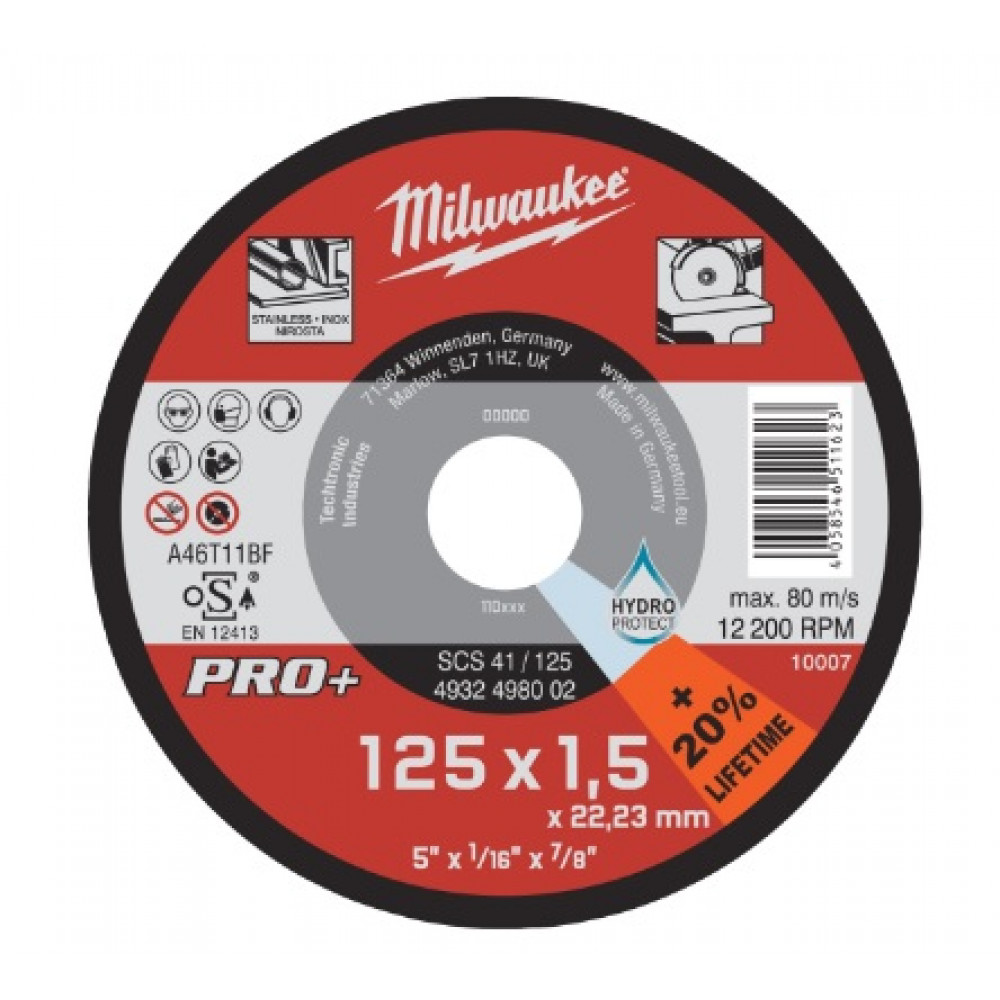 Тонкий отрезной диск по металлу Milwaukee Pro+ SCS41 125x1.5 мм (4932498002)