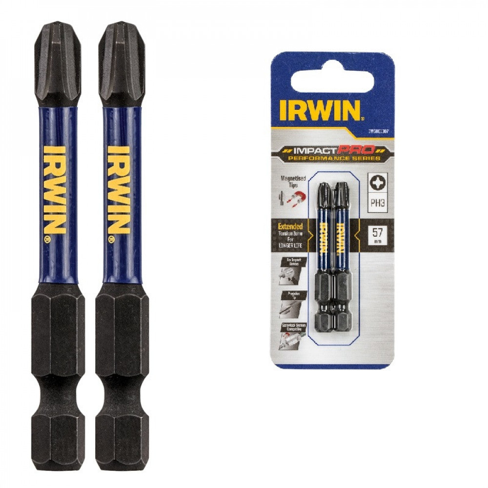 Бита IRWIN IMPACT PRO 1/4" 57мм PH3, 2 шт (IW6061307)