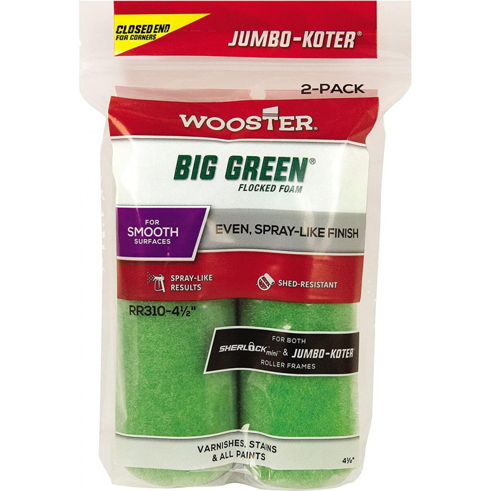 Комплект міні-валиків Wooster Jumbo-Koter Big Green 10 см (4”) ворс 13 мм (1/2”) 2 шт (RR310-4) (RR310-4)