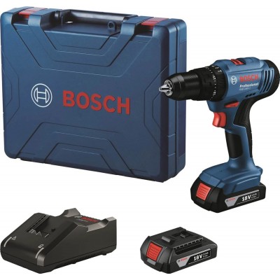 Акумуляторний ударний дриль-шуруповерт Bosch Professional GSB 183-LI з 2 акб GBA 18V 2 Ah та з/п GAL 18V-20, в кейсі (06019K9100)