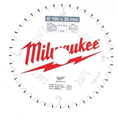 Диск пильный по дереву Milwaukee для торцовочной пилы, 190x30x2.4 мм; 40Z (4932471314)