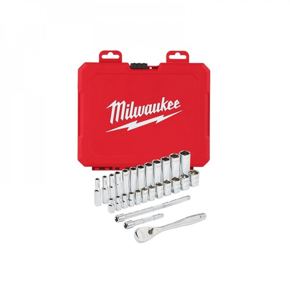 Набор метрических и дюймовых головок с воротком 3/8 дюйма (56 предметов) MILWAUKEE (4932464946)