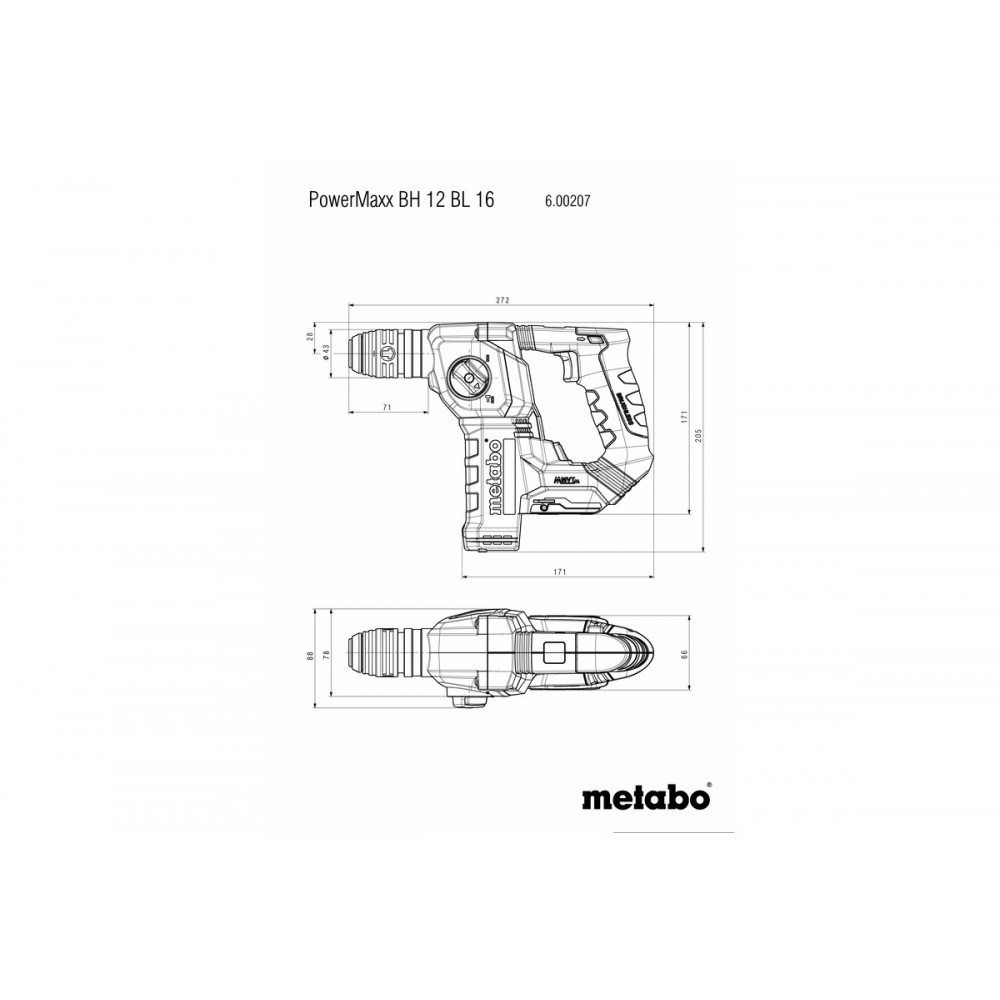 Акумуляторний перфоратор Metabo PowerMaxx BH 12 BL 16 (600207850)