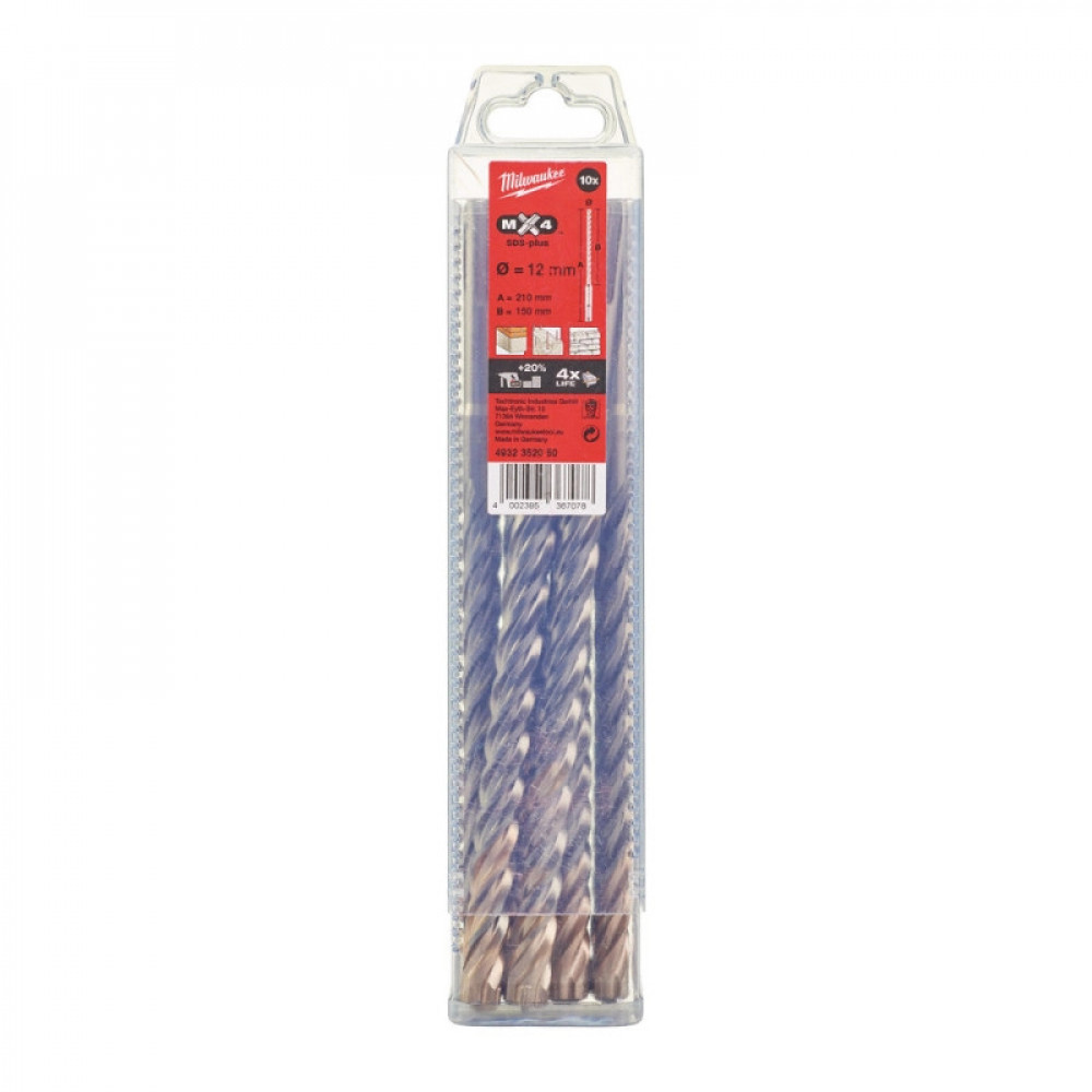 Бур SDS+ MX4 12x210 (10 шт) MILWAUKEE (4932352050)