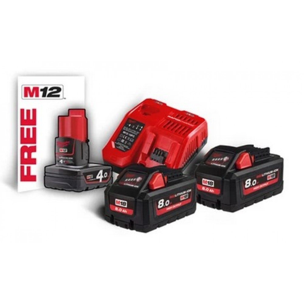 Енергокомплект MILWAUKEE M18 HNRG-802 (В8 2шт; З/В M12-18FC) (4933471073)