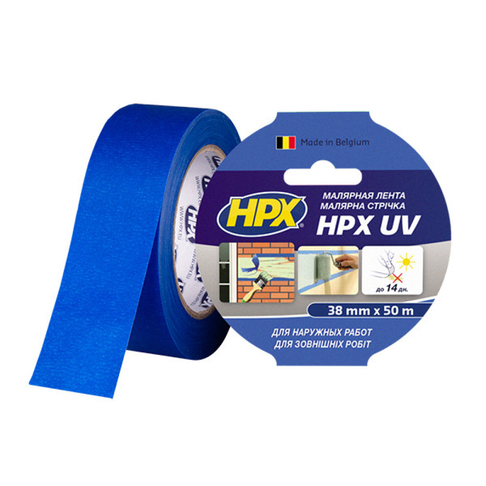 Малярная лента (скотч) НРХ UV 38ммx50м УФ-стойкая для наружных работ (MU3850)