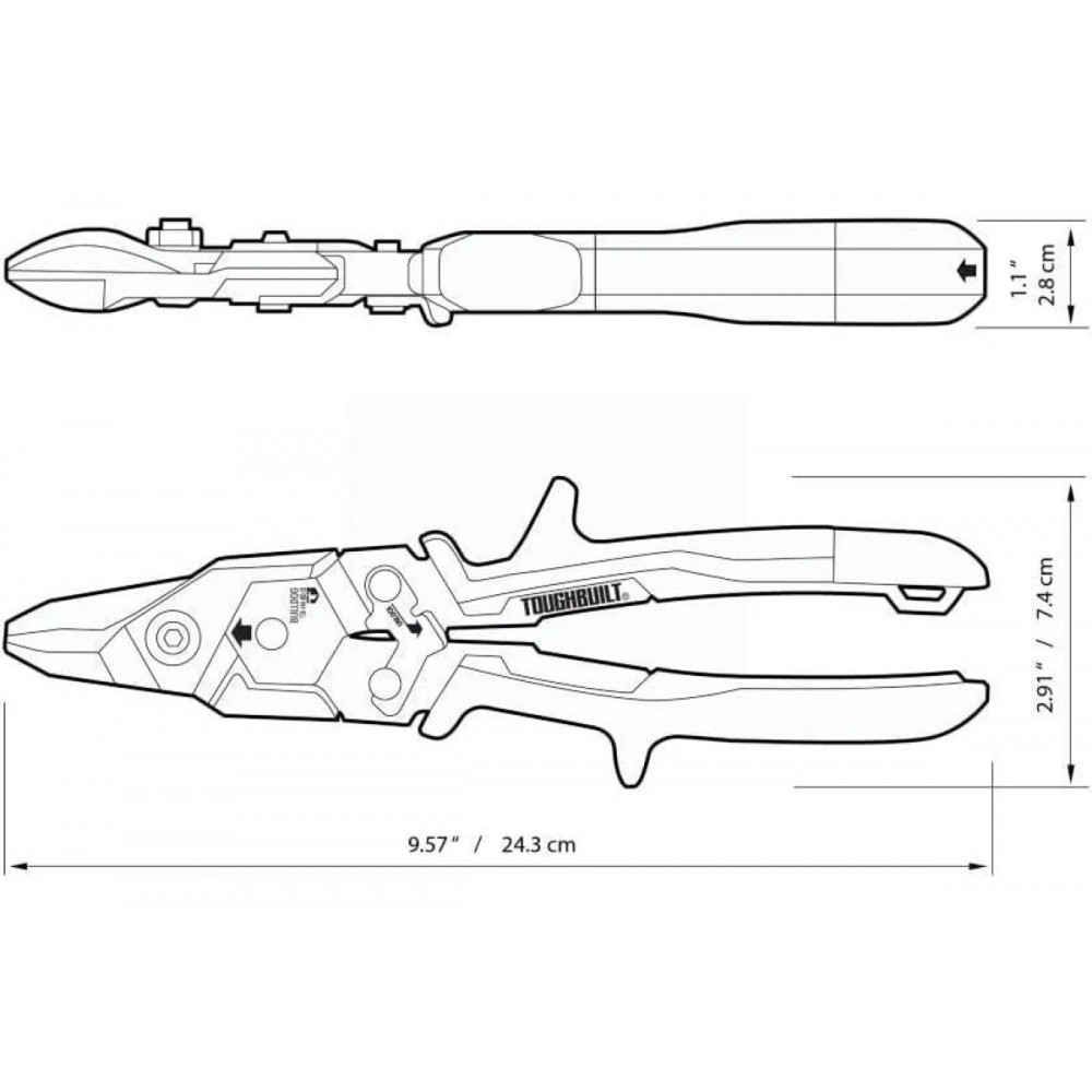 Ножиці по металу ToughBuilt Bulldog (TB-H4-60-B)