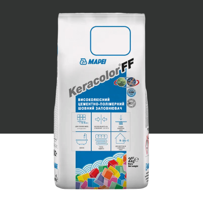 Цементний розчин для заповнення швів шириною до 6 мм. Mapei Keracolor FF ALU 120 Чорний 2 кг (5051202)