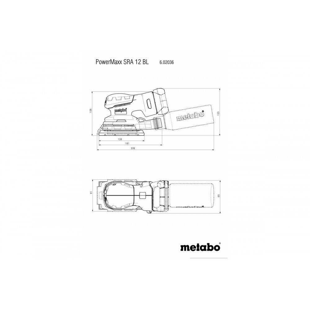 Акумуляторна вібраційна шліфувальна машина Metabo PowerMaxx SRA 12 BL (602036840)