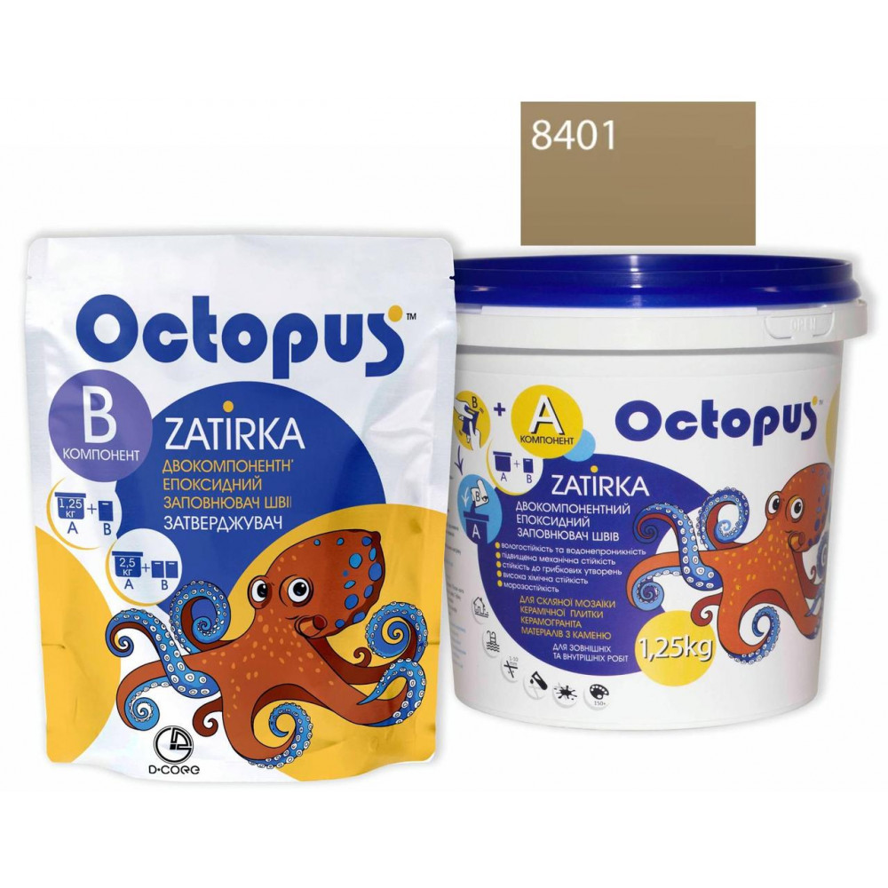 Двокомпонентна епоксидна фуга Octopus Zatirka колір пастельний 8401 1,25 кг (8401-1)