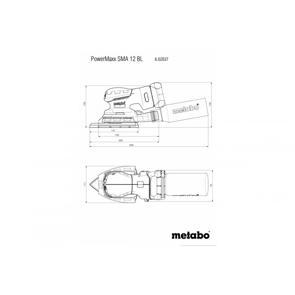 Акумуляторна багатофункціональна шліфувальна машина Metabo PowerMaxx SMA 12 BL (602037840)