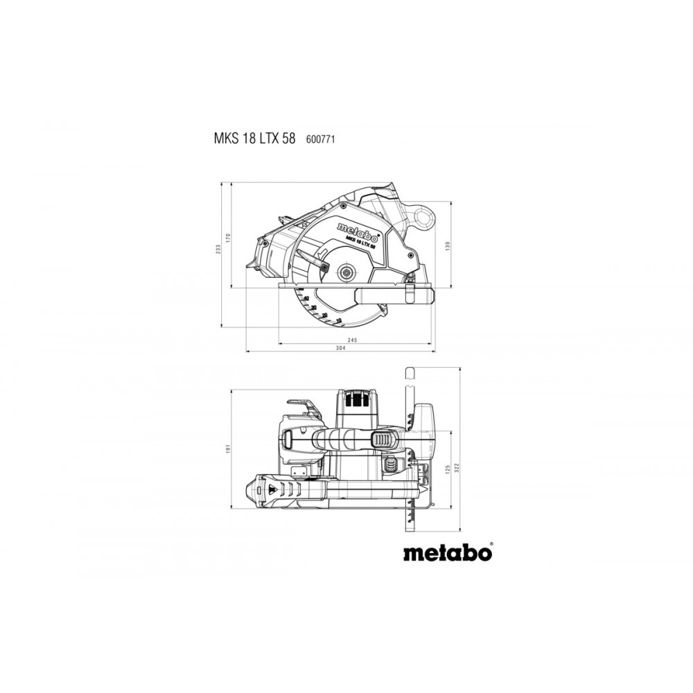 Акумуляторна ручна дискова пилка Metabo MKS 18 LTX 58 (600771840)