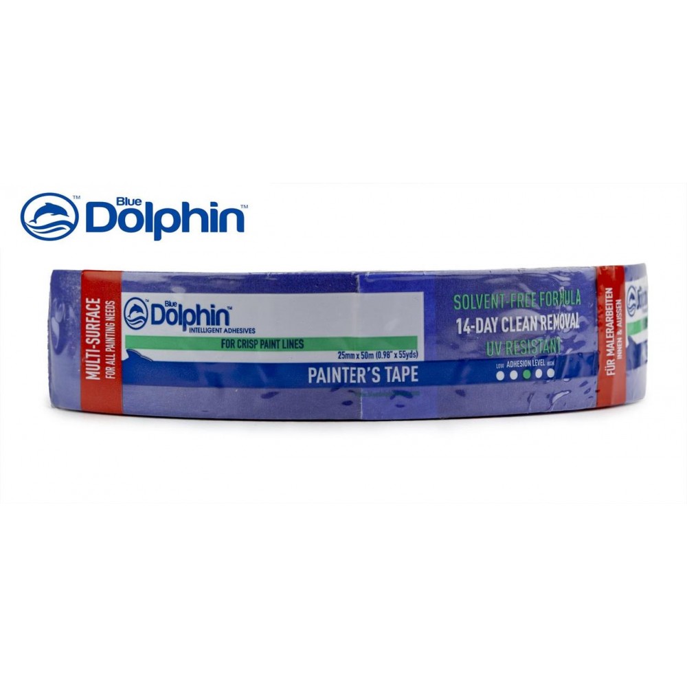 Малярська стрічка (скотч) BLUE DOLPHIN 25ммх50м (14 днів) (01-1-01, 26593)