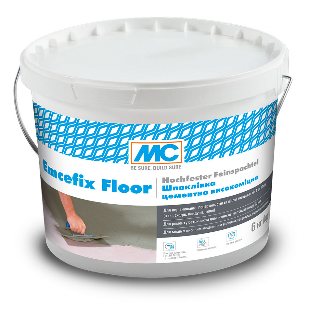 Шпаклівка цементна для підлоги високоміцна MC-Bauchemie EMCEFIX FLOOR, 6 кг, (MC-EMCF-06)